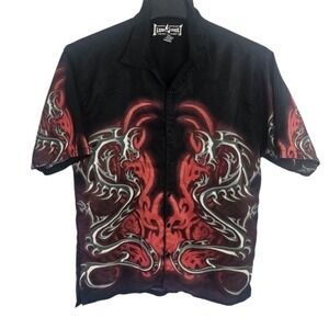 Steve‎ & Barrys Dragon Club Shirt Men's  Medium Short Sleeve Button Up